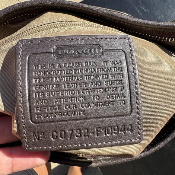Vintage Coach Signature Mini C Bag Canvas Suede Shoulder Bag Purse Brown F10944 - Picture 12 of 16